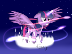 Size: 2800x2100 | Tagged: safe, artist:cloudy95, imported from derpibooru, twilight sparkle, alicorn, pony, female, magic, solo, spread wings, twilight sparkle (alicorn)