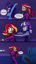 Size: 720x1280 | Tagged: safe, artist:little-tweenframes, deleted from derpibooru, imported from derpibooru, sci-twi, sunset shimmer, twilight sparkle, twilight velvet, series:sciset diary, equestria girls, clothes, cockblock, comic, couch, cute, equestria girls-ified, female, lesbian, pajamas, scitwishimmer, shipping, sunsetsparkle, twiabetes, yawn