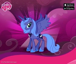 Size: 940x788 | Tagged: safe, imported from derpibooru, princess luna, alicorn, pony, female, gameloft, mare, my little pony logo, official, s1 luna, solo