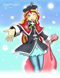 Size: 1500x1955 | Tagged: safe, artist:cvkt500, artist:tommy yang, imported from derpibooru, sunset shimmer, equestria girls, christmas, female, solo