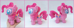 Size: 1979x743 | Tagged: safe, artist:lilmoon, imported from derpibooru, pinkie pie, pony, chibi, irl, photo, plushie, solo