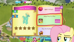 Size: 1280x720 | Tagged: safe, imported from derpibooru, screencap, fluttershy, zephyr breeze, pegasus, pony, game, gameloft