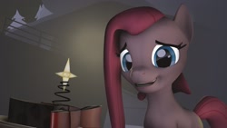 Size: 1920x1080 | Tagged: safe, artist:mrspecialjonny, imported from derpibooru, pinkamena diane pie, pinkie pie, pony, 3d, bow, cuteamena, daaaaaaaaaaaw, female, happy, present, smiling, solo, source filmmaker, spring, stars