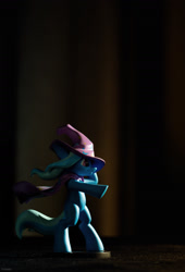 Size: 1500x2200 | Tagged: safe, imported from derpibooru, trixie, pony, bipedal, figure, figurine, irl, photo, photography, solo, trixie's cape, trixie's hat