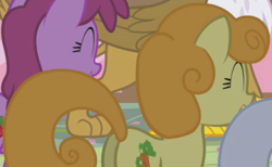 Size: 448x276 | Tagged: safe, imported from derpibooru, screencap, berry punch, berryshine, carrot top, golden harvest, pony, griffon the brush off, butt, cropped, female, goldenbutt, mare, plot