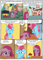 Size: 788x1091 | Tagged: safe, artist:kturtle, imported from derpibooru, carrot cake, cup cake, pinkamena diane pie, pinkie pie, comic:the story of granny pie, comic, portuguese, translation