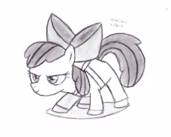 Size: 2057x1656 | Tagged: safe, artist:drchrisman, imported from derpibooru, apple bloom, female, karate, monochrome, sketch, solo, traditional art