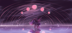 Size: 3000x1400 | Tagged: safe, artist:prancingcrow, imported from derpibooru, princess luna, female, reflection, solo, spread wings