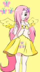 Size: 540x960 | Tagged: safe, artist:yui-chan24, imported from derpibooru, fluttershy, human, cutie mark, female, humanized, solo, tailed humanization, winged humanization