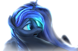 Size: 1287x850 | Tagged: safe, artist:glowingunicorn, imported from derpibooru, princess luna, sad, scared, solo, transformation, wip