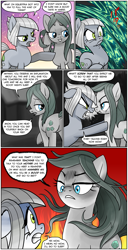 Size: 983x1920 | Tagged: safe, artist:pencils, imported from derpibooru, cloudy quartz, limestone pie, earth pony, pony, comic:anon's pie adventure, adoraquartz, alternate hairstyle, angry, bedroom eyes, butt, comic, cute, dialogue, don't mess with mama, duo, female, fire, like mother like daughter, like parent like child, loose hair, mare, missing accessory, mother and daughter, night, nose wrinkle, plot, quartzbutt, rock farm, scrunchy face, sparkles, stupid sexy cloudy quartz, threat