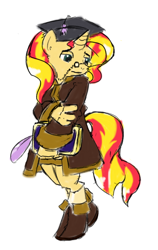 Size: 540x853 | Tagged: safe, artist:brownie-bytes, imported from derpibooru, sunset shimmer, anthro, unicorn, clothes, crossover, female, final fantasy, scholar, solo