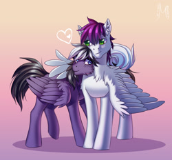 Size: 1613x1500 | Tagged: safe, artist:margony, imported from derpibooru, oc, oc only, pegasus, pony, hug, winghug