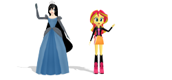 Size: 940x440 | Tagged: safe, artist:elmarcosluckydel96, artist:ultra-shounen-kai-z, imported from derpibooru, sunset shimmer, oc, oc:queen kerry adarvez, human, equestria girls, 3d, mmd, non-mlp oc, simple background, transparent background