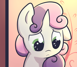 Size: 1150x1000 | Tagged: safe, artist:spikedmauler, imported from derpibooru, sweetie belle, pony, unicorn, :<, cute, diasweetes, disappointed, female, go ask sweetie belle, looking down, one ear down, solo, unsure