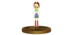 Size: 940x440 | Tagged: safe, artist:elmarcosluckydel96, artist:ultra-shounen-kai-z, imported from derpibooru, applejack, equestria girls, 3d, crossover, mmd, simple background, super smash bros., super smash bros. brawl, transparent background, trophy