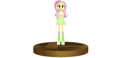 Size: 940x440 | Tagged: safe, artist:elmarcosluckydel96, artist:ultra-shounen-kai-z, imported from derpibooru, fluttershy, equestria girls, 3d, crossover, mmd, simple background, super smash bros., super smash bros. brawl, transparent background, trophy