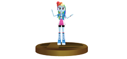 Size: 940x440 | Tagged: safe, artist:elmarcosluckydel96, artist:ultra-shounen-kai-z, imported from derpibooru, rainbow dash, equestria girls, 3d, crossover, mmd, simple background, super smash bros., super smash bros. brawl, transparent background, trophy