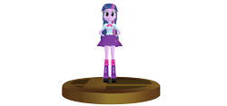 Size: 940x440 | Tagged: safe, artist:elmarcosluckydel96, artist:ultra-shounen-kai-z, imported from derpibooru, twilight sparkle, equestria girls, 3d, crossover, mmd, simple background, super smash bros., super smash bros. brawl, transparent background, trophy