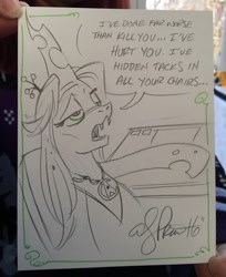 Size: 837x1024 | Tagged: safe, artist:andypriceart, imported from derpibooru, queen chrysalis, khan noonien singh, monochrome, parody, pure unfiltered evil, reference, star trek, star trek ii: the wrath of khan, traditional art