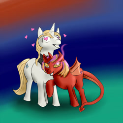 Size: 894x894 | Tagged: safe, artist:paleheart-arts, imported from derpibooru, prince blueblood, oc, demon pony, succubus, heart