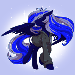 Size: 800x800 | Tagged: safe, artist:kate, imported from derpibooru, oc, oc only, oc:midnight star, pegasus, pony, clothes, floppy ears, hoodie, solo, sparkles