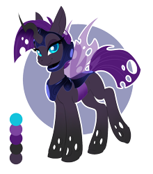 Size: 950x1078 | Tagged: safe, artist:peridotkitty, artist:silkensaddle, imported from derpibooru, oc, oc only, changeling, changeling queen, changeling queen oc, commission, female, purple changeling, simple background, solo, transparent background