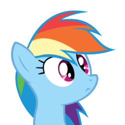 Size: 500x500 | Tagged: safe, artist:themightyshizam, imported from derpibooru, rainbow dash, animated, blinking, cute, female, solo, wat