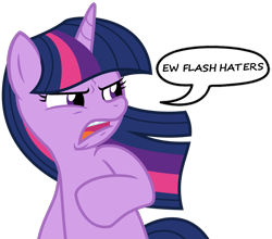 Size: 1159x1022 | Tagged: safe, imported from derpibooru, twilight sparkle, ew gay, female, flashlight, haters, image macro, meme, reaction, shipping, solo