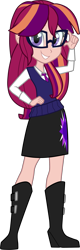 Size: 933x2909 | Tagged: safe, artist:namygaga, imported from derpibooru, oc, oc only, oc:violet sunrise, equestria girls, magical lesbian spawn, offspring, parent:sci-twi, parent:sunset shimmer, parent:twilight sparkle, parents:scitwishimmer, parents:sunsetsparkle, simple background, solo, transparent background