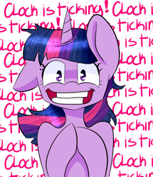 Size: 1032x1200 | Tagged: safe, artist:ohhoneybee, imported from derpibooru, twilight sparkle, clock is ticking, female, solo, the killing joke, twilight snapple