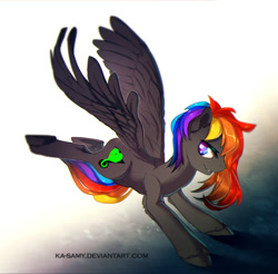 Size: 1000x984 | Tagged: safe, artist:ka-samy, imported from derpibooru, oc, oc only, oc:charmers, pegasus, pony, rainbow hair, solo