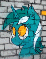 Size: 400x507 | Tagged: safe, artist:zaebali, imported from derpibooru, lyra heartstrings, animated, female, graffiti, seizure warning