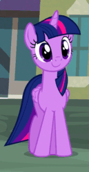 Size: 271x525 | Tagged: safe, imported from derpibooru, screencap, rainbow dash, rarity, twilight sparkle, twilight sparkle (alicorn), alicorn, pony, rarity takes manehattan, animated, c:, cute, female, flying, happy, mare, open mouth, pointing, smiling, solo focus, twiabetes