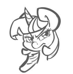 Size: 655x657 | Tagged: safe, artist:leadhooves, imported from derpibooru, twilight sparkle, annoyed, female, monochrome, portrait, solo