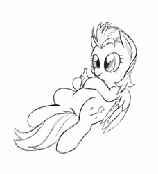 Size: 1169x1280 | Tagged: safe, artist:trickydick, imported from derpibooru, lightning dust, bottle, female, monochrome, solo