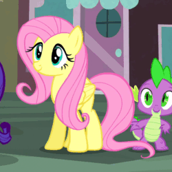 Size: 502x502 | Tagged: safe, imported from derpibooru, screencap, fluttershy, rarity, spike, rarity takes manehattan, animated