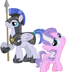 Size: 620x620 | Tagged: safe, imported from derpibooru, diamond tiara, armor, bedroom eyes, crystal guard, crystal guard armor, female, solo, spear, weapon