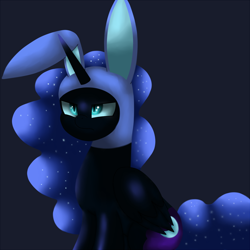 Size: 1500x1500 | Tagged: safe, artist:king-sombrero, imported from derpibooru, nightmare moon, bunny ears, cute, female, solo