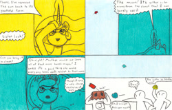 Size: 1023x655 | Tagged: safe, artist:eternaljonathan, imported from derpibooru, princess celestia, princess luna, comic:a new twist, apocalypse, belly, comic, huge belly, hyper, hyper pregnancy, pregnant, traditional art