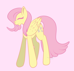 Size: 714x680 | Tagged: safe, artist:cozy-fireplace, imported from derpibooru, fluttershy, pegasus, pony, eyes closed, female, pink background, simple background, solo, tongue out