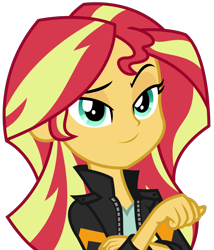 Size: 1928x2250 | Tagged: safe, artist:sketchmcreations, imported from derpibooru, sunset shimmer, equestria girls, friendship games, female, looking at you, raised eyebrow, simple background, smiling, smug, solo, transparent background, vector