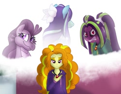 Size: 1013x788 | Tagged: safe, artist:faith-wolff, imported from derpibooru, adagio dazzle, aria blaze, merpony, siren, fanfic:the bridge, equestria girls, female, memory