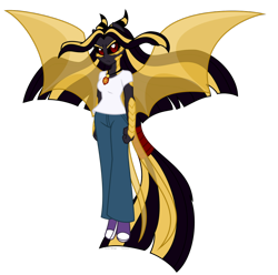 Size: 1024x1016 | Tagged: safe, artist:faith-wolff, imported from derpibooru, aria blaze, fanfic:the bridge, equestria girls, black sclera, godzilla (series), kaiser ghidorah, kaizer aria, kaizer ghidorah, keizer aria, keizer ghidorah, possessed, red eyes, super form, transformation