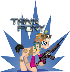 Size: 1280x1316 | Tagged: safe, artist:pony volcano pizza, imported from derpibooru, pony, helmet, ponified, solo, tank girl, weapon