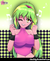 Size: 733x900 | Tagged: safe, artist:clouddg, imported from derpibooru, lemon zest, equestria girls, friendship games, belly button, big breasts, breasts, busty lemon zest, female, looking at you, midriff, solo