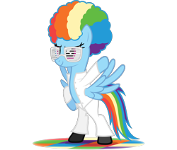 Size: 2742x2322 | Tagged: safe, artist:zacatron94, imported from derpibooru, rainbow dash, pegasus, pony, 70s, afro, disco, disco dance, disco rd, female, mare, pun, rainbow dash always dresses in style, shutter shades, simple background, solo, stealth pun, sunglasses, transparent background, vector, visual pun