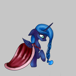 Size: 3000x3000 | Tagged: safe, artist:purplesquidz, imported from derpibooru, princess luna, alternate hairstyle, braid, clothes, dress, female, floppy ears, solo