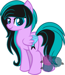 Size: 749x860 | Tagged: safe, artist:t-aroutachiikun, imported from derpibooru, oc, oc only, oc:fluorescent streak, pegasus, pony, female, looking at you, looking back, looking back at you, mare, solo