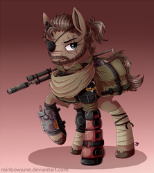 Size: 1005x1133 | Tagged: safe, artist:rainbowjune, imported from derpibooru, pony, metal gear, metal gear solid 5, ponified, solo, venom snake